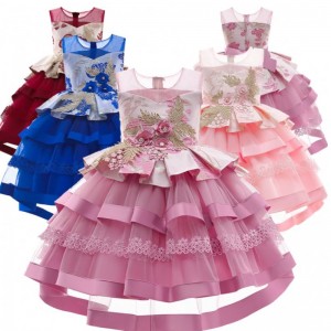 Baige Hot selling multi-layered baby girl birthday dresses cotton girl princess party dresses girls tutu dress for party