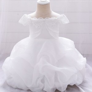 2020 Baige New White Baptism Christening Blessing Dress Full moon Birthday Girl Dress L1961XZ