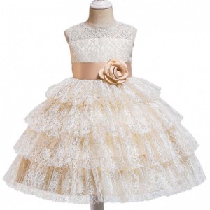 Baige New Children's Princess Dress Lace Layered Sleeveless Flower Girl Wedding Dresses