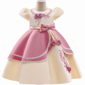 Baige European Style Girl Wedding Dress For Kids Lovely Birthday Party Dresses 3-10 Years Old L5240