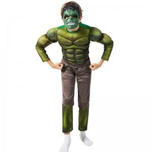 Costumes green hulking with mask costume muscle Superhero Halloween Costume for Kids Boys Children's Day Gift