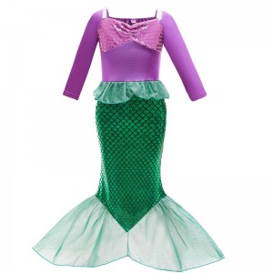 Girls Little Mermaid Ariel Princess Dress Cosplay Costumes Kids Baby Ariel Fancy Costume Child Halloween Birthday Party Clothing