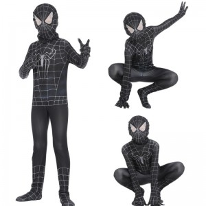 Spiderman Cosplay Black Bodysuit Hero Role Play Tight Anime Jumpsuit Muscle Halloween Costume