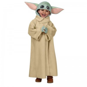 Hot Sale Kids Super Cute Long Sleeve Jumpsuit Baby Yoda Costume for Halloween