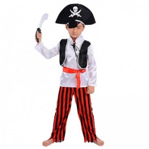 Wholesale Cool Striped Pirate Sets Stage Performance Suits Halloween Cosplay Caribbean Pirate Captain Children's Costumes