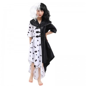 2022 New Style Movie 101 Loyal Dog Cos Black And White Witch Kuila Deville Cosplay Dress Stage Costume