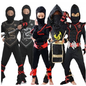 Children Masked Warrior Halloween Boys Girls Costume Dress Up Ninja Costume For Kids Ninja Cosplay Jumpsuits Mask Set