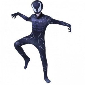 Custom Carnival Cosplay Fancy Superhero Jumpsuit Venom Costumes with Muscle for Boys