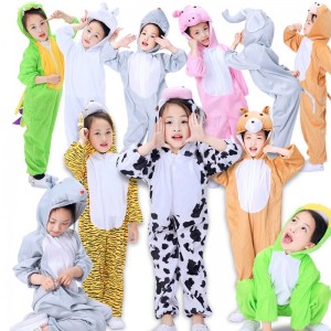 2022 Cute Animal Cow Cat Dog sleeping cartoon clothes spring and autumn Children jumpsuit Perform Costume