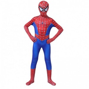 Zip up Classic Movie Anime Tight Jumpsuit for Halloween Carnival Amazing Spiderman Cosplay Costume for Kids with Face Mask