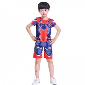 New Style Polyester Sport Suits Casual Outfit Halloween Party Cosplay Spiderman Suits Top&Shorts for Kids Boys