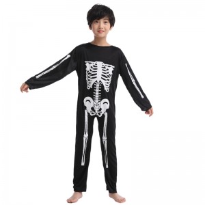 Halloween Skeleton Kids Costume Glow in The Dark Bone Skull Outfit for Halloween Carnival