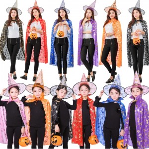 Wholesale Hot Selling Kids Cosplay Pumpkin Point Witch Cloak Halloween Cape Paternity Suit Cape