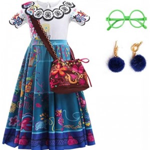 BAIGE Mirabel Cosplay Costume Kids Children Fancy Carnival Halloween Princess Dress Encanto Madrigal Dress