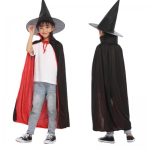 New Arrival Makeup Cosplay Cloak Witch Cape With Hat Halloween Party Cape For Kids