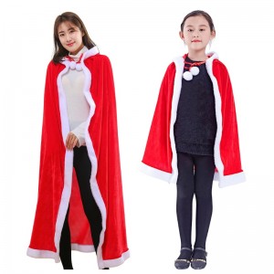 Christmas Kids Capes Adult Velvet Cloak Santa Cosplay Party Costumes