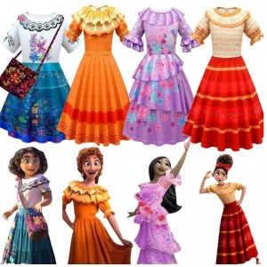 Encanto Dress for girl Cosplay Costume Princess Children's Day Performance Costume Charm Mirabel Madrid-Children's Carnival