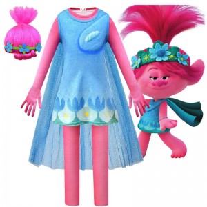 Latest Funny Glam Elf World Tour Girls Classic Poppy Costume For Little Kids