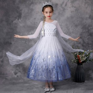 Kids Dress Up Fancy Princess Costume Role Play Halloween Party Elsa Dresses For Girls Snow Queen Party Dress K57