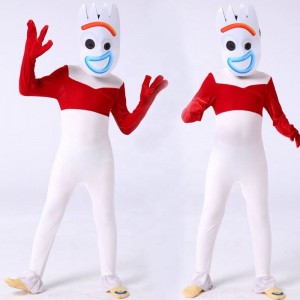 Factory White Bodysuit Cosplay Costume for Halloween Party Forky Performance Wear Toy Story Costume for Kids with Mask