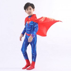 Chinese Factory Parent-Children Parallel TV&Movie Super Hero Cosplay Costume Halloween Clothes Costume de Super Man with Cape