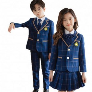 Hot British Style Primary School Uniforms Class Uniform Plaid Three-piece Kindergarten Uniforms