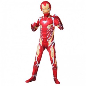 Customized Classic Halloween Cos Parent Children Muscle Armor Design 3D Print Avenger Jumpsuit Iron Costume Suit for Men Kids