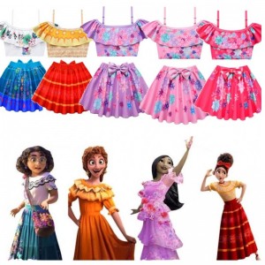 2022 New Design Costume Swimsuit two pcs sets for Kids Girls Encanto Princess Dress Swimsuit Encanto Mirabel Bathing wear