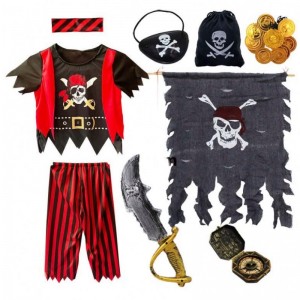 Halloween Role Play Dress Up Set Boys Kids Pirate Costume With Eyepatch Pirate Cutlas DGHC-079