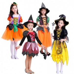 2022 Halloween Party Dress Up Witch Dance Costume with Witches Hat HCVM-004