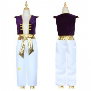 Halloween Aladdin magic lamp cosplay suits Cap Sleeves Waistcoat Aladdin Prince Costume with Pants HCAL-010