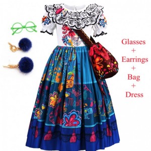 Baige Kids Mirabel Madrigal Movie Costume Halloween Carnival Cosplay Girls Birthday Party Princess Encanto Dresses