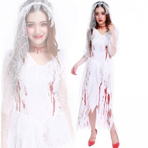 Women's Halloween Costumes Horror Cos Bloody Skull Zombie Adult Death Bride