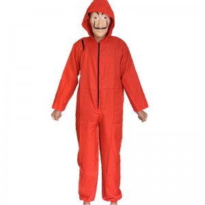 Cheaper Red Dali Costume with Mask Coverall Hoodie Jumpsuit Money Heist Halloween Cosplay Costume