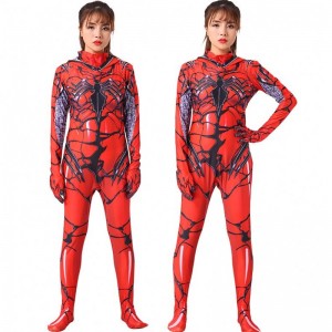 High Quality Children's Halloween Costume Cosplay Red Women's Venom bodysuit cosplay Marvel Party woman