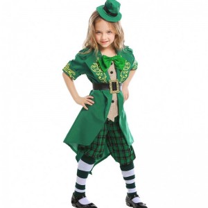 Children Halloween Irish Elf Performance Uniform Outfit St. Patrick's Day Girl Leprechaun Costume DGHC-089