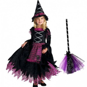 new product ideas 2022 Halloween Deluxe Party Fairytale Witch Costume For Girls with Witchy Hat HCVM-007