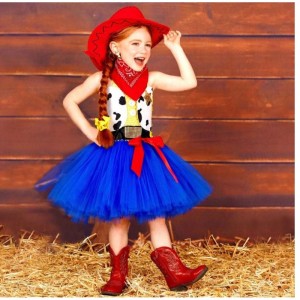 Easter Birthday Party Dress Up Clothing Cowgirl Costume For Girl 1-12Year with Bandana Cowboy Hat HCTS-002