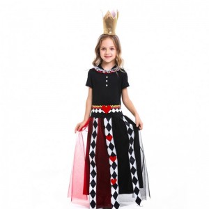 Girls Alice in Wonderland Red Queen of Heart Cosplay Costume Kids Halloween Performance Fancy Party Dress Children Queen Cosplay