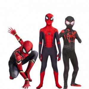 High Quality spiderman Costume Fancy Dress Adult And kid Halloween Costume Red Black Spandex 3D Cosplay Clothing