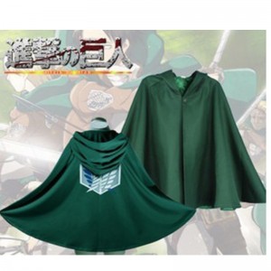 Cosplay Costume Japanese Anime Hoodie Cosplay Costume Green Cape Mens Clothes Attack on Ti-tan