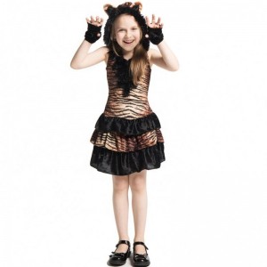 Hot Selling Girls Halloween Animal cosplay costume Halloween Party Tiger Fancy Costume For Kids