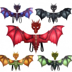 Adult Boy and Girl Kids Masquerade Face Mask and Wings Halloween Decoration Carnival Party Animal Costume Dragon Cosplay