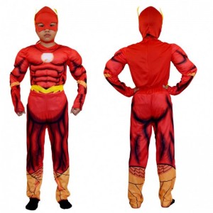 Boy's Deluxe Flash Costume Fancy Dress Kids Fantasy Comics Movie Carnival Party Halloween Flashman Cosplay Costumes