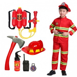 2021 Halloween Cosplay Kids Firefighter Uniform Children Sam Fireman Role Work Clothing Suit Boy Girl Performance Party Costumes