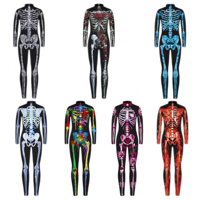 Halloween Scary Cosplay Costumes for Kids Skeleton Bodysuit Devil Vampire Carnival Party Clothing Skull Dress Jumpsuit