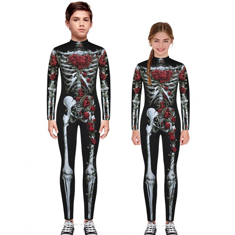 Halloween Scary Cosplay Costumes for Kids Skeleton Bodysuit Devil Vampire Carnival Party Clothing Skull Dress Jumpsuit