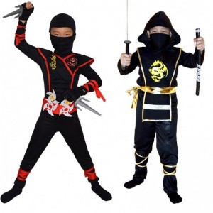 Boys Girls ninja Cosplay Party Fancy Dress Dagger Knife Darts Carnival Helloween Swordsman Warr Suit Kids Costume