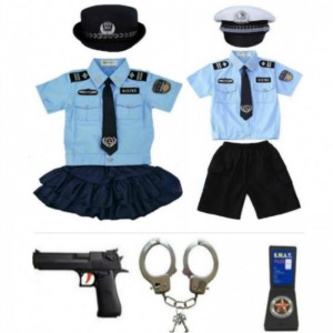 New Kids Child Cop Officer Uniform Halloween Costume Boys Girls man Cosplay Suit With Handcuffs