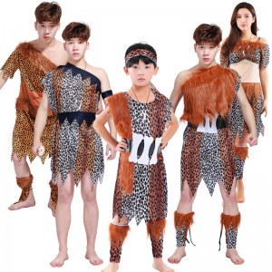 Hot Sale Adult Halloween Cosplay African Primitive Wild Man Costume Children's Indian Savages Performance Costume